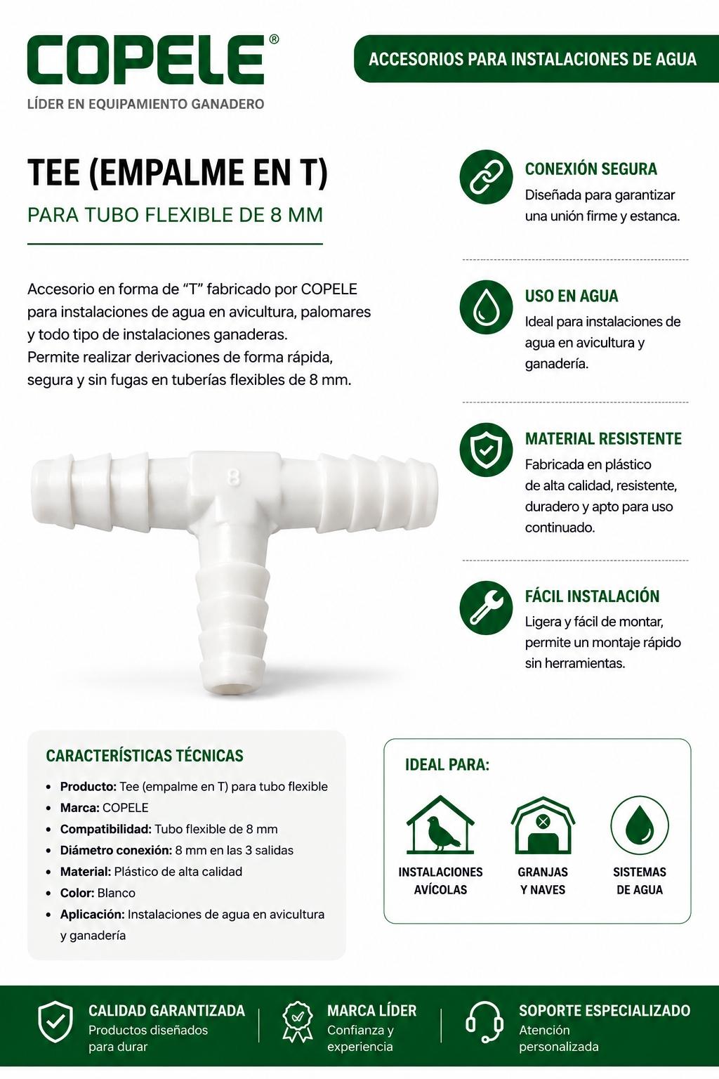 Codo 90° COPELE para tubo flexible de 8 mm