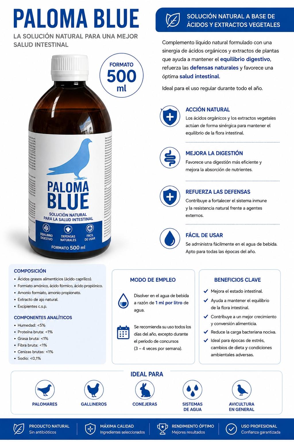 Paloma Blue – Solución Natural para la Salud Intestinal (500 ml)